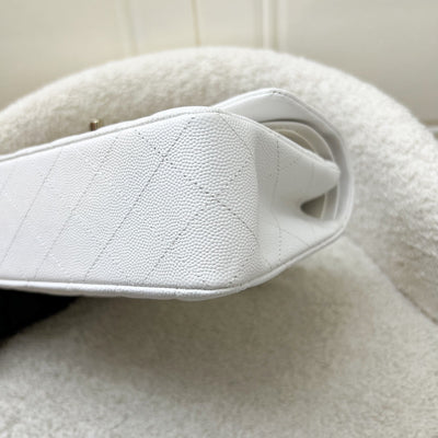 Chanel Small Classic Flap CF in White Caviar and LGHW