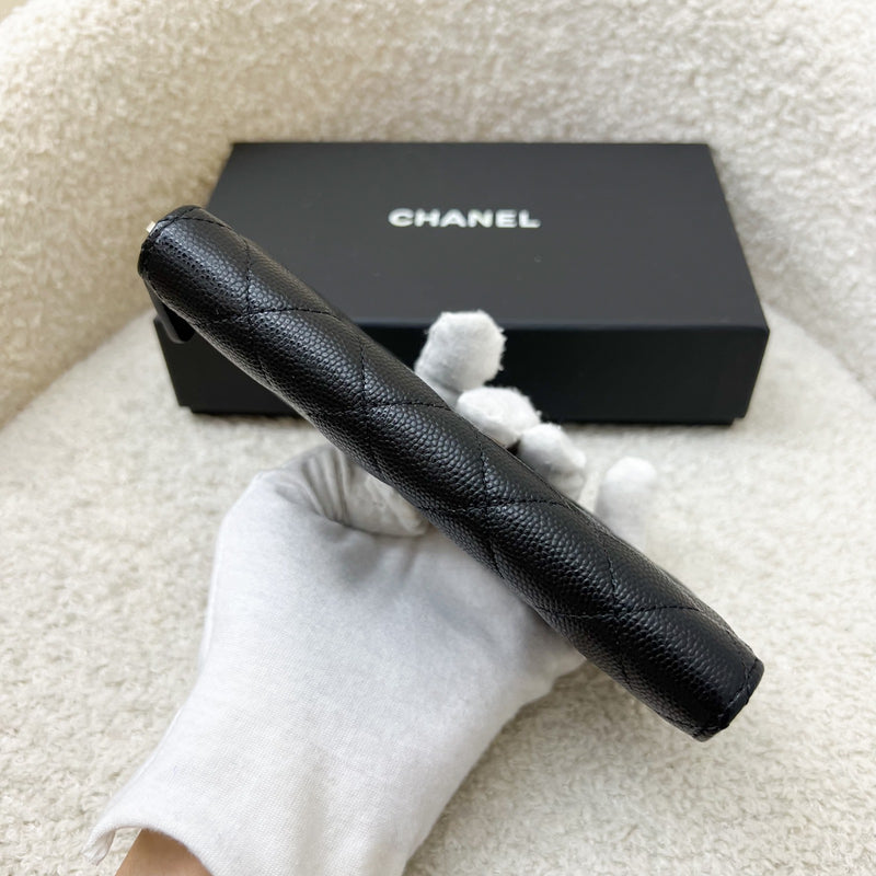 Chanel Classic Medium Zipped Wallet in Black Caviar and LGHW