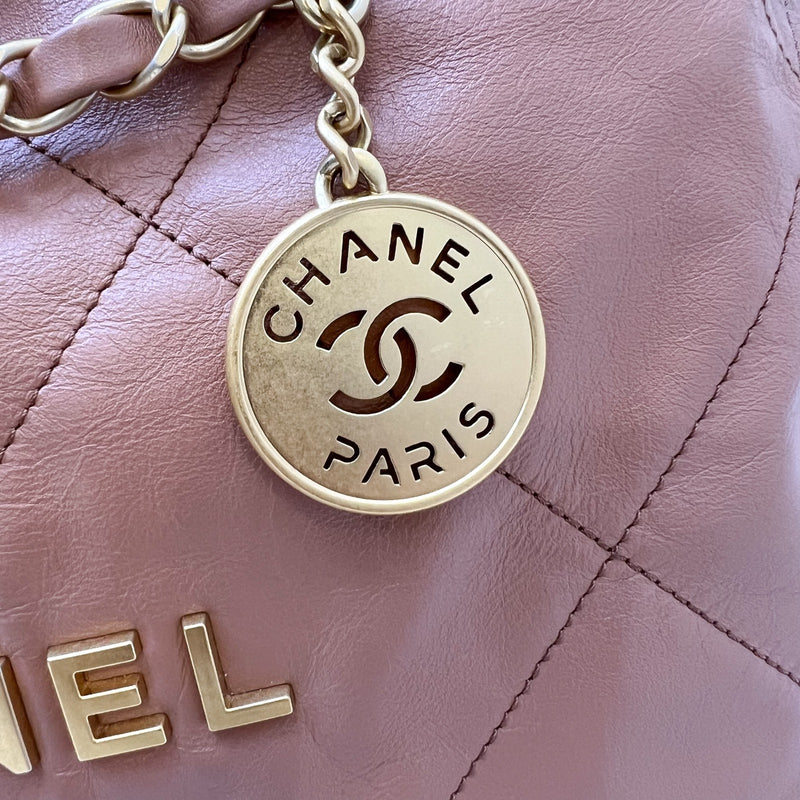 Chanel 22 Medium Hobo Handbag in Caramel Calfskin and AGHW