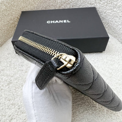 Chanel Classic Medium Zipped Wallet in Black Caviar and LGHW