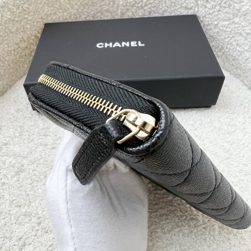 Chanel Classic Medium Zipped Wallet in Black Caviar and LGHW