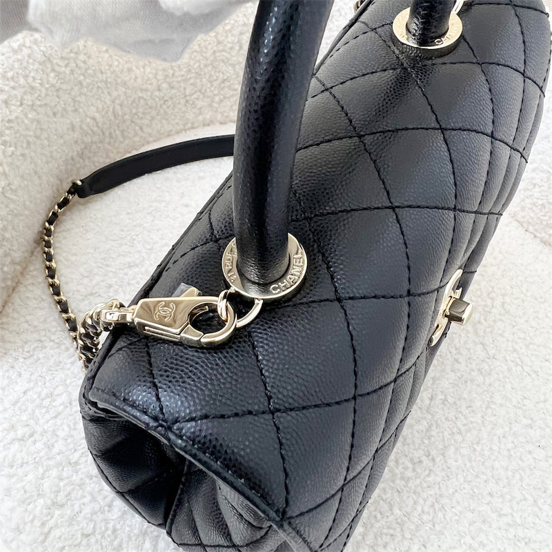 Chanel Small 24cm Coco Handle Flap in Black Caviar LGHW