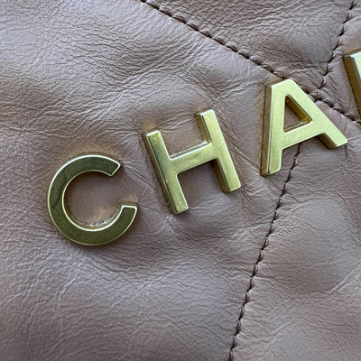 Chanel 22 Medium Hobo Handbag in Caramel Calfskin and AGHW