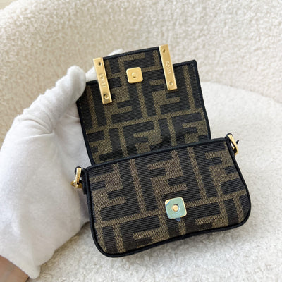 Fendi Nano Baguette Charm in Signature Brown Canvas