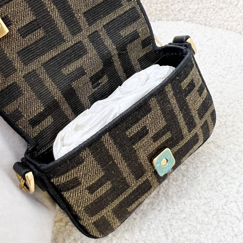 Fendi Nano Baguette Charm in Signature Brown Canvas