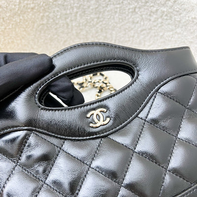 Chanel 31 Nano Shopping Bag in Black Shiny Calfskin and LGHW (Model: AP3656)