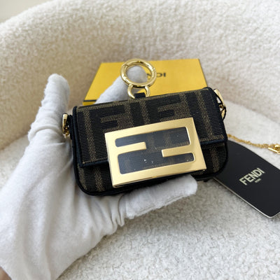 Fendi Nano Baguette Charm in Signature Brown Canvas