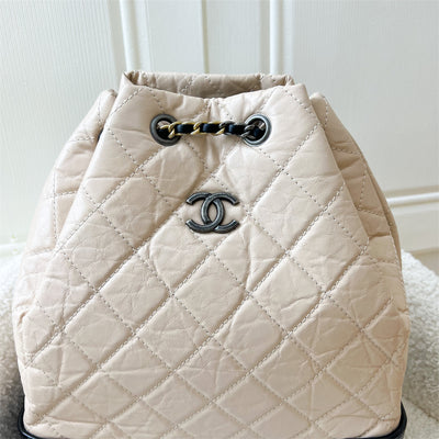 Chanel Medium Gabrielle Backpack in Beige Distressed Leather and 3-Tone HW