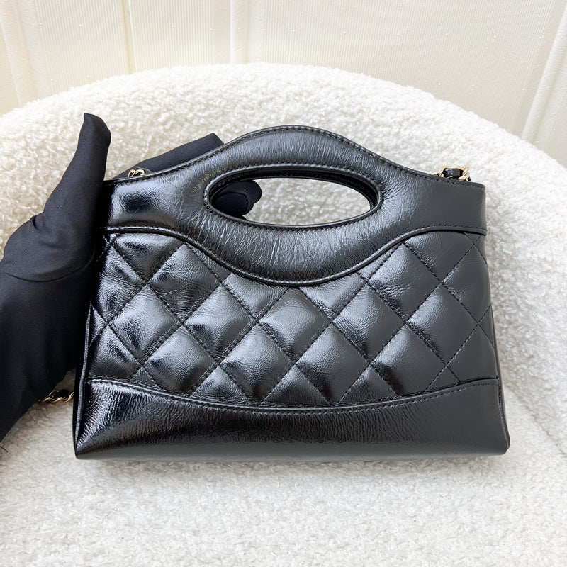 Chanel 31 Nano Shopping Bag in Black Shiny Calfskin and LGHW (Model: AP3656)