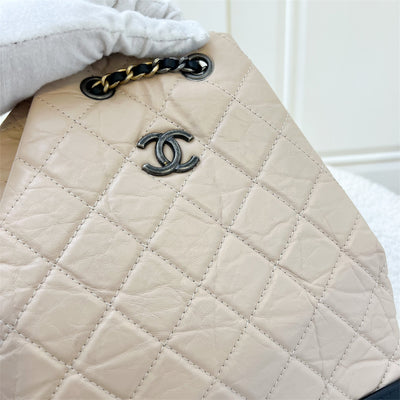 Chanel Medium Gabrielle Backpack in Beige Distressed Leather and 3-Tone HW