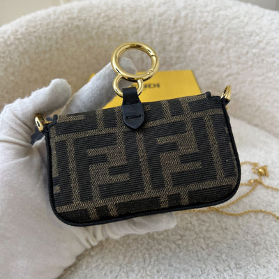 Fendi Nano Baguette Charm in Signature Brown Canvas