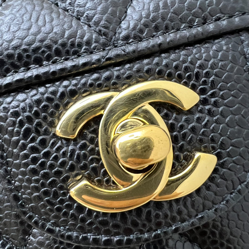 Chanel Small Classic Flap CF in Black Caviar and GHW (Model: A01113)