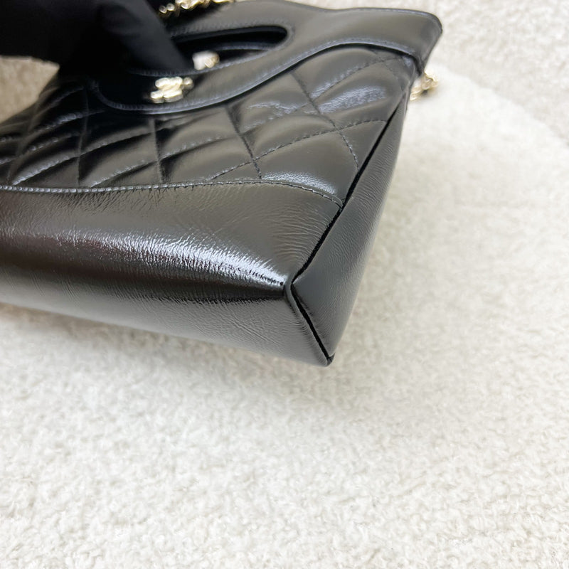 Chanel 31 Nano Shopping Bag in Black Shiny Calfskin and LGHW (Model: AP3656)