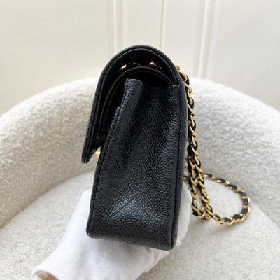 Chanel Small Classic Flap CF in Black Caviar and GHW (Model: A01113)