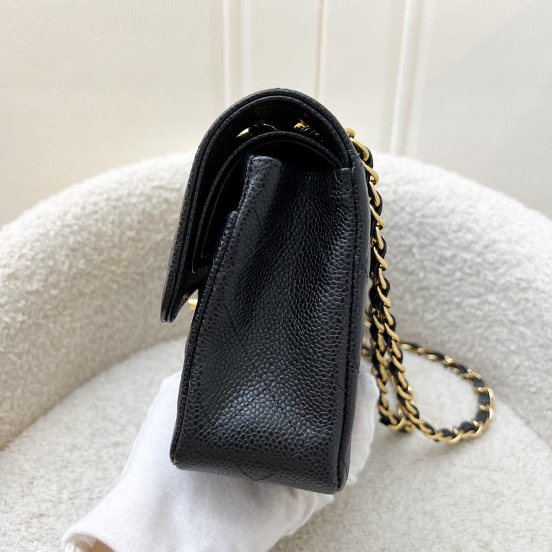Chanel Small Classic Flap CF in Black Caviar and GHW (Model: A01113)