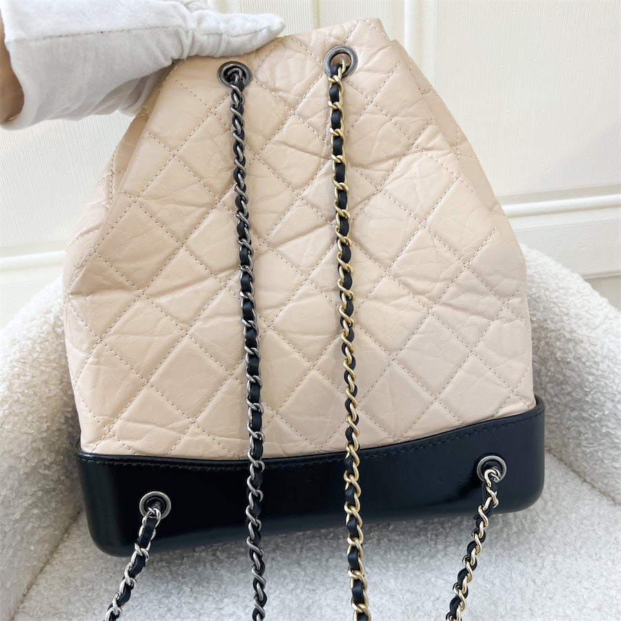 Chanel Medium Gabrielle Backpack in Beige Distressed Leather and 3 Ton Brands Lover