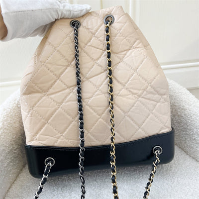 Chanel Medium Gabrielle Backpack in Beige Distressed Leather and 3-Tone HW