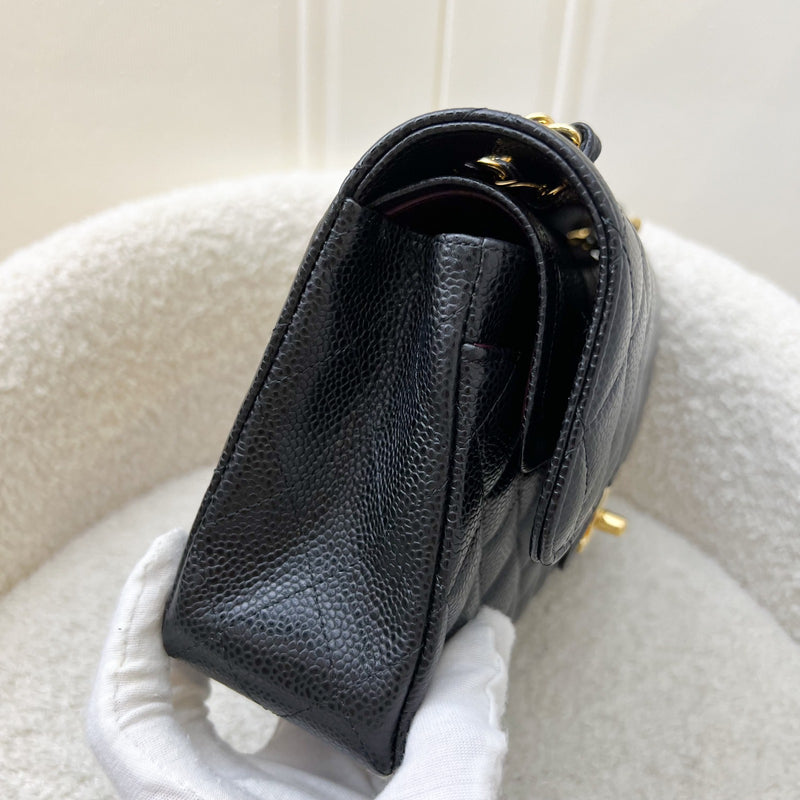Chanel Small Classic Flap CF in Black Caviar and GHW (Model: A01113)