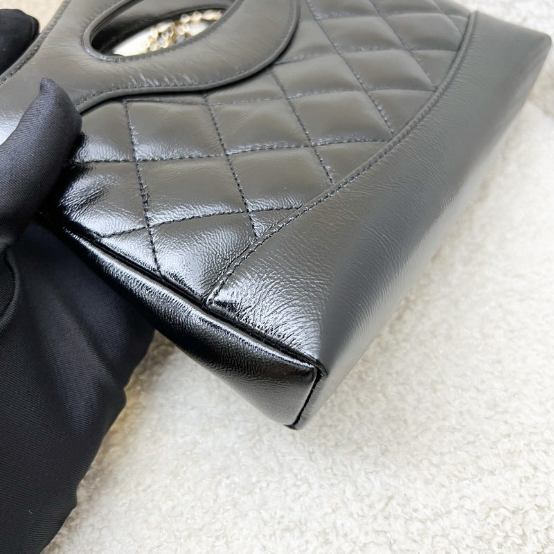Chanel 31 Nano Shopping Bag in Black Shiny Calfskin and LGHW (Model: AP3656)