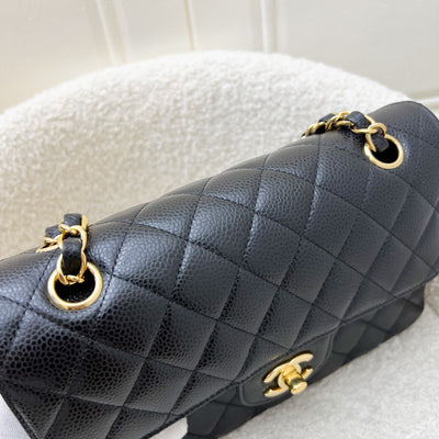 Chanel Small Classic Flap CF in Black Caviar and GHW (Model: A01113)