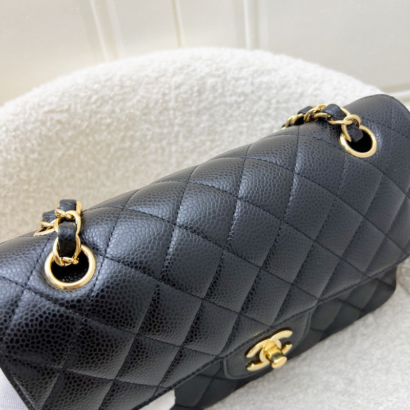 Chanel Small Classic Flap CF in Black Caviar and GHW (Model: A01113)