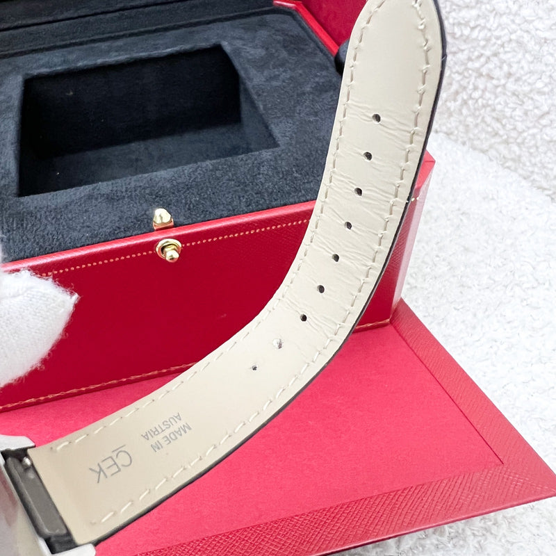 Cartier Santos-Dumont Large Model Watch in Manual Mechanical Movement with Steel Case and Black Alligator Strap (Model: WSSA0046)