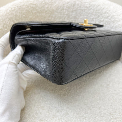 Chanel Small Classic Flap CF in Black Caviar and GHW (Model: A01113)