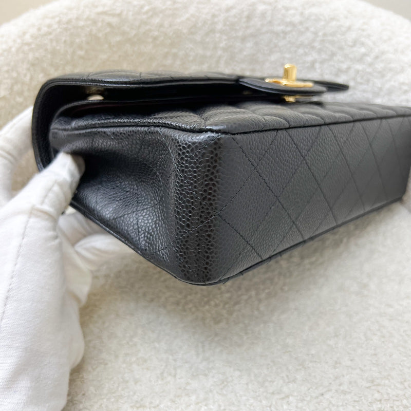 Chanel Small Classic Flap CF in Black Caviar and GHW (Model: A01113)