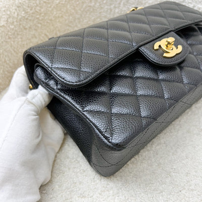 Chanel Small Classic Flap CF in Black Caviar and GHW (Model: A01113)