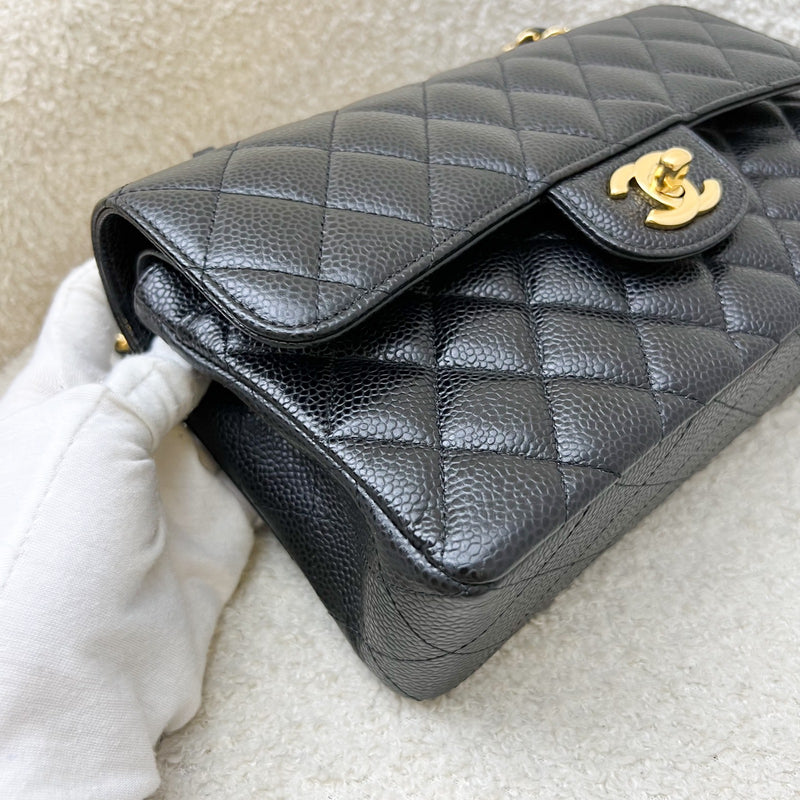 Chanel Small Classic Flap CF in Black Caviar and GHW (Model: A01113)