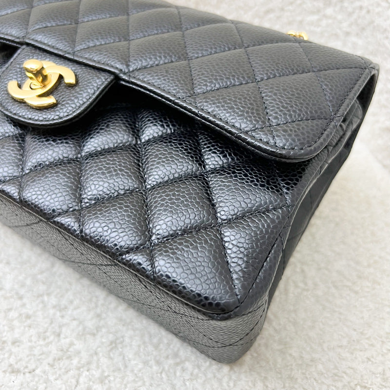 Chanel Small Classic Flap CF in Black Caviar and GHW (Model: A01113)