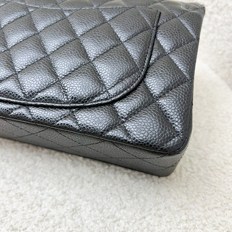 Chanel Small Classic Flap CF in Black Caviar and GHW (Model: A01113)