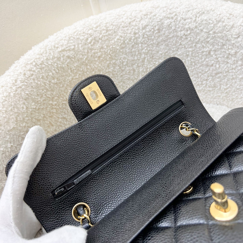 Chanel Small Classic Flap CF in Black Caviar and GHW (Model: A01113)