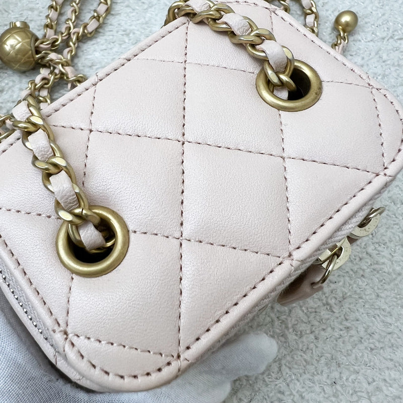 Chanel Pearl Crush Mini Cube Vanity in 22C Beige Lambskin and AGHW