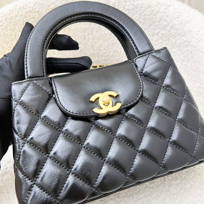 Chanel Mini / Small Kelly Bag in 24P Black Shiny Distressed Calfskin and AGHW (Model: AS4416)