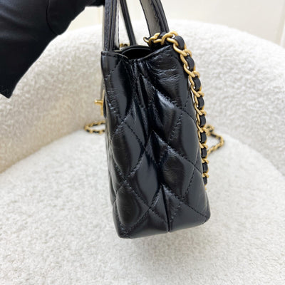Chanel Mini / Small Kelly Bag in 24P Black Shiny Distressed Calfskin and AGHW (Model: AS4416)