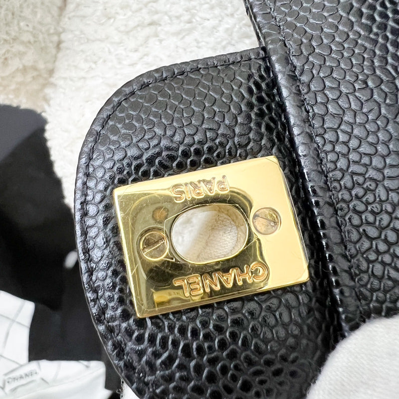 Chanel Small Classic Flap CF in Black Caviar and GHW (Model: A01113)