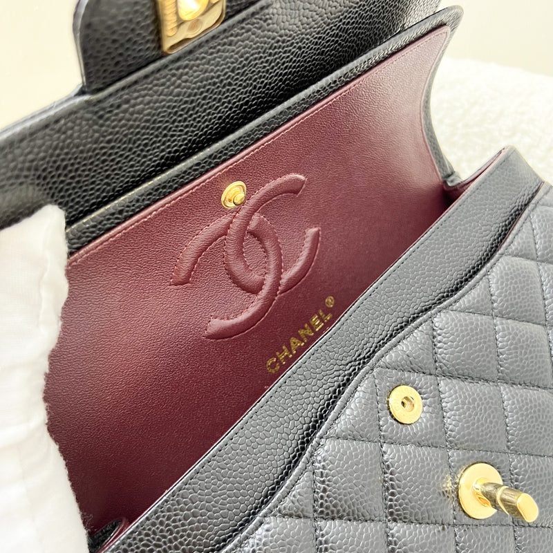 Chanel Small Classic Flap CF in Black Caviar and GHW (Model: A01113)