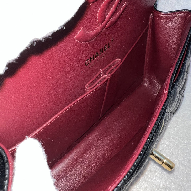 Chanel Small Classic Flap CF in Black Caviar and GHW (Model: A01113)