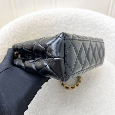 Chanel Mini / Small Kelly Bag in 24P Black Shiny Distressed Calfskin and AGHW (Model: AS4416)