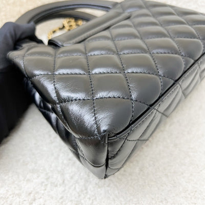 Chanel Mini / Small Kelly Bag in 24P Black Shiny Distressed Calfskin and AGHW (Model: AS4416)