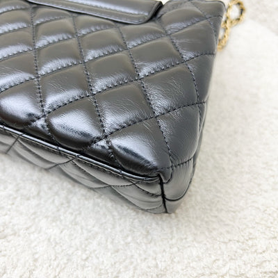 Chanel Mini / Small Kelly Bag in 24P Black Shiny Distressed Calfskin and AGHW (Model: AS4416)