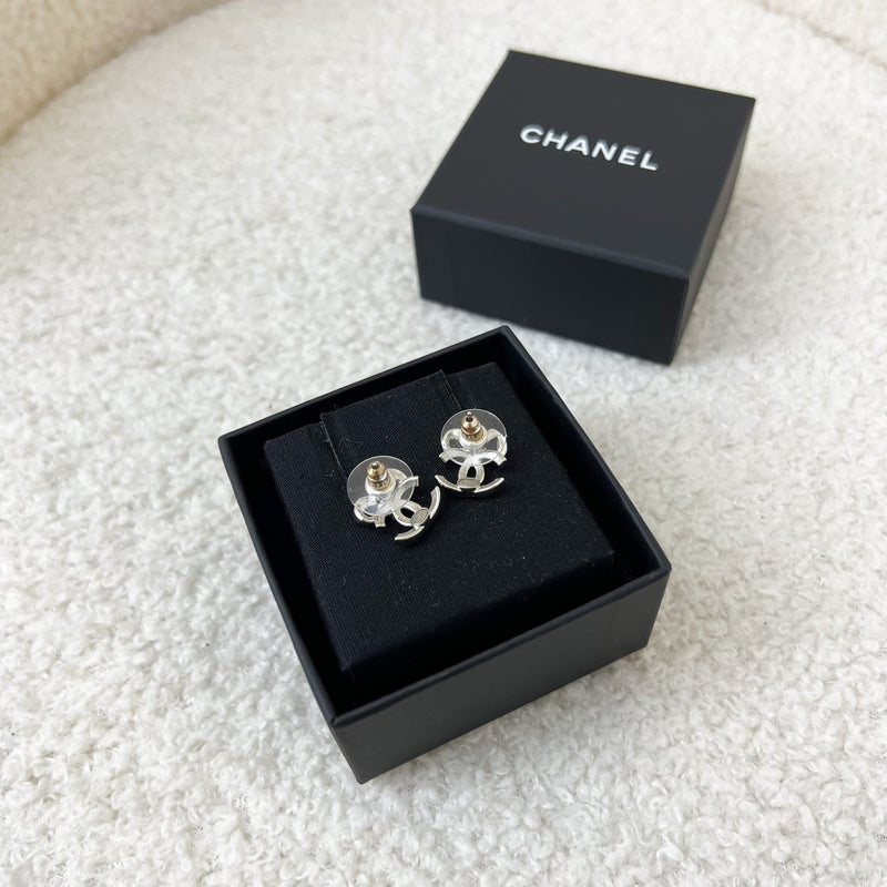 Chanel 22B Ribbon Earrings with Crystals and in SHW