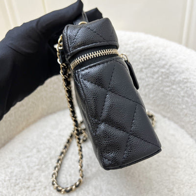 [New Local Jan 2025] Chanel 25C Vanity / Clutch with Chain (LP Style Bag) in Black Caviar and LGHW