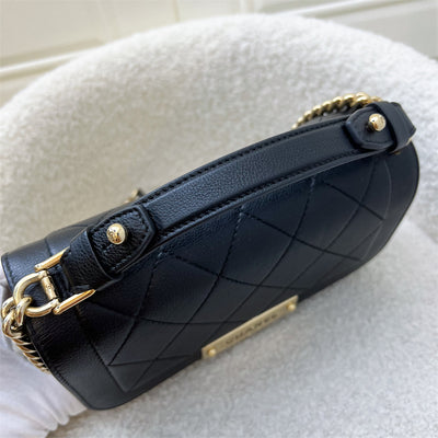 Chanel 17C Click Label Shoulder Bag in Black Calfskin and LGHW