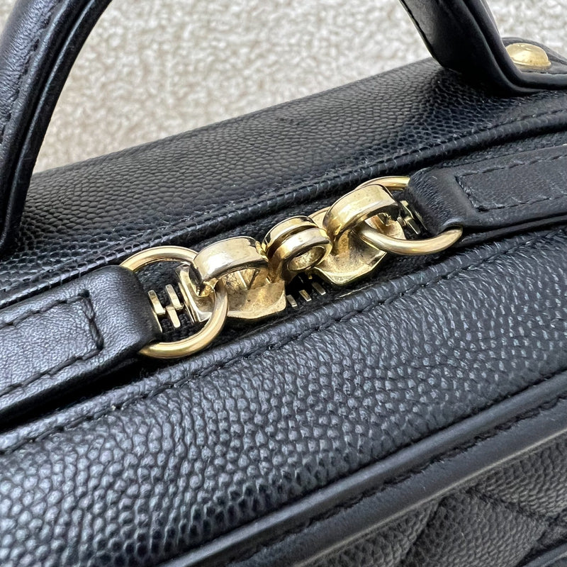 Chanel Small Filigree Vanity Bag in Black Caviar, Black Trim and AGHW