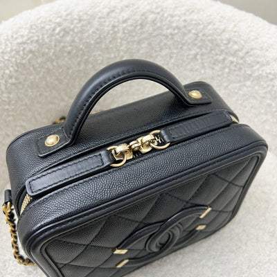 Chanel Small Filigree Vanity Bag in Black Caviar, Black Trim and AGHW