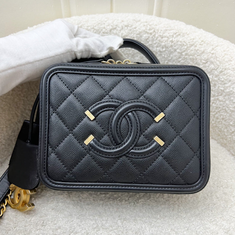 Chanel Small Filigree Vanity Bag in Black Caviar, Black Trim and AGHW