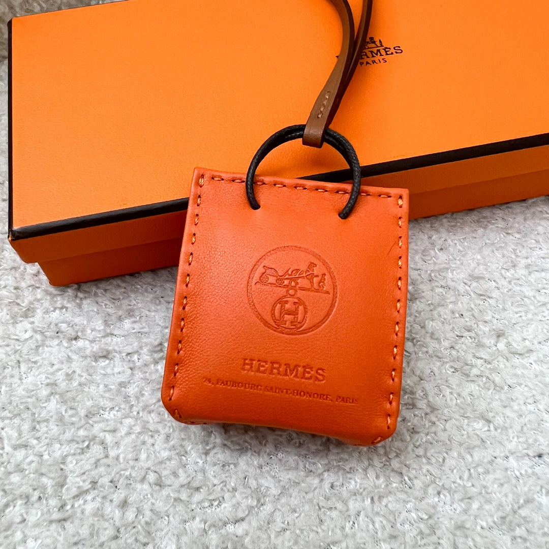 Hermes Shopping Bag Charm in Orange Swift Leather – Brands Lover