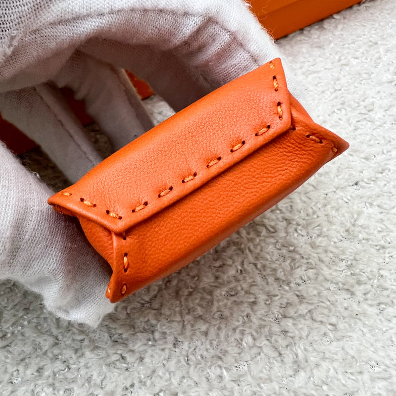 Hermes Shopping Bag Charm in Orange Swift Leather